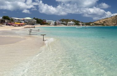 Grand Case beach in St. Martin in the Caribbean clipart