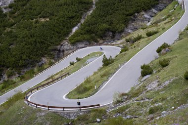 The Stelvio Pass, mountain pass in northern Italy, at an elevati