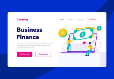 Şablon İniş Sayfası İnsanları İş Finans Vektörü Düz Çizim