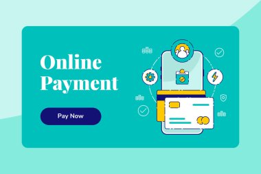 Şablon İniş Sayfası İnternet Sayfası Çevrimiçi Ödeme Vektörü Düzleştirmesi