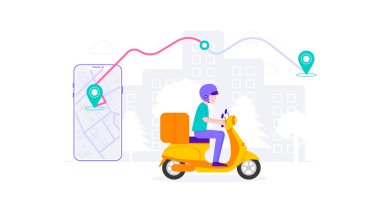 E-Ticaret Teslimatı Çevrimiçi Düz Vektör İlülasyonu, Web Afişleri, Infographics, Book, Social Media ve diğer Grafik Varlıkları İçin Uygun