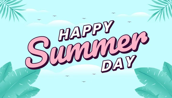 Happy Summer Day Concept Web Banner Sky Background Illustration — Vector de stock