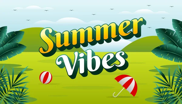 Summer vibe concept web banner. Hill Background Illustration.