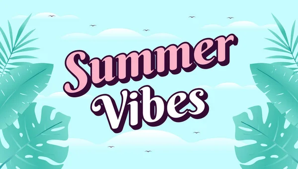 Summer Vibes Concept Web Banner Sky Background Illustration — Vector de stock