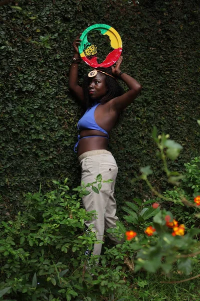 Sou Africano Senhora Afro Americana Diz Isso Foto Sobre Jóias — Fotografia de Stock