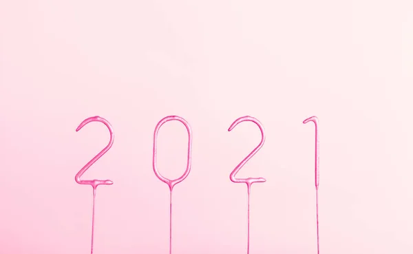 2021 Números Rosados Año Nuevo Sobre Fondo Rosa Diseño Plantilla —  Fotos de Stock