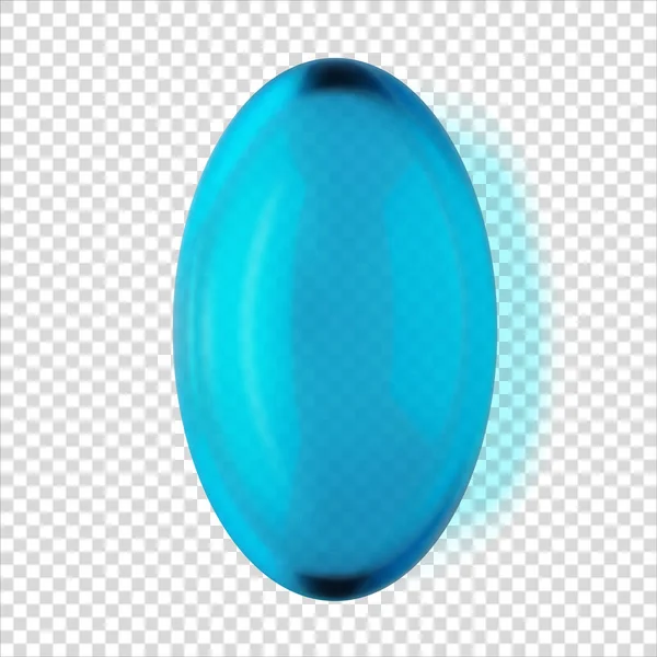 Cápsula Azul Transparente Analgésico Píldora Aislado Ilustración Vectorial Realista Primer — Vector de stock