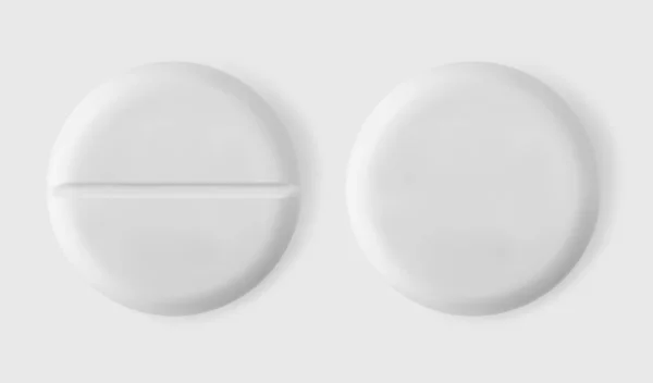 Witte Ronde Tablet Pil Voor Achter Geïsoleerde Realistische Vector Illustratie — Stockvector