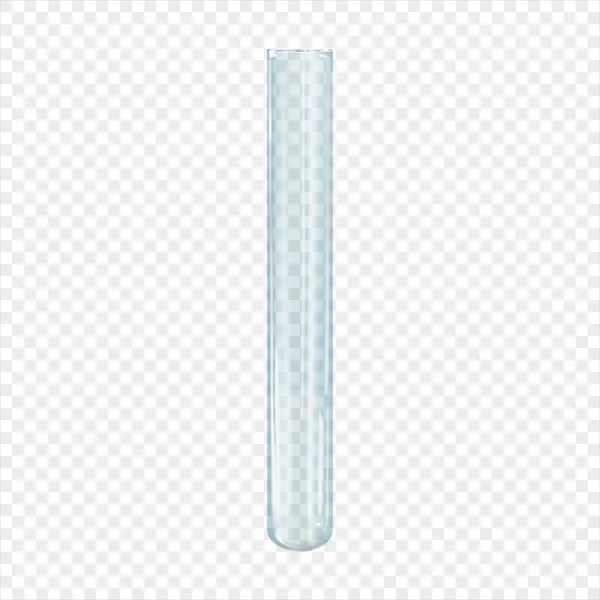 Realistic test tube isolated. 3d vector illustration transparent empty clear laboratory glass — Stock Vector