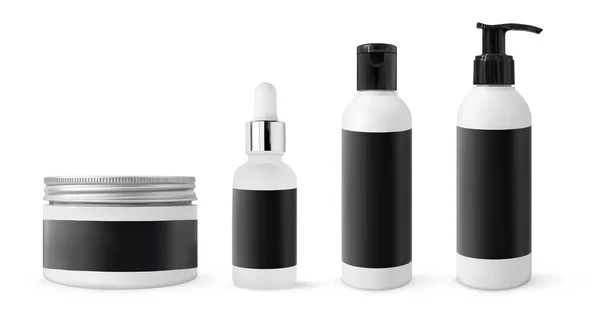 Set van realistische cosmetische buizen mockup geïsoleerd. 3d vector illustratie schoonheid product wit plastic containers — Stockvector