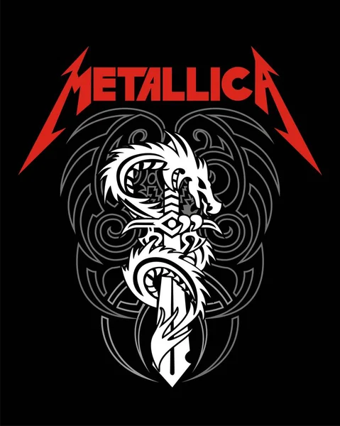 Dekking Metallica Draak Vector Ilustratie — Stockvector