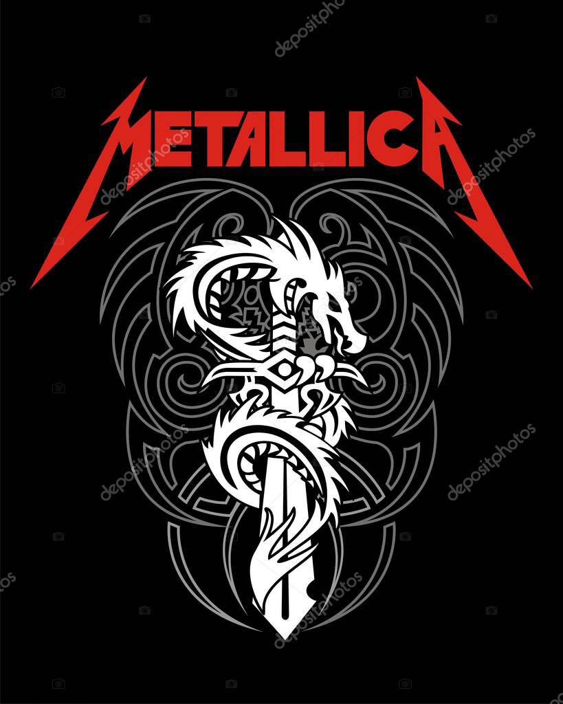 Cover metallica dragon - vector ilustration