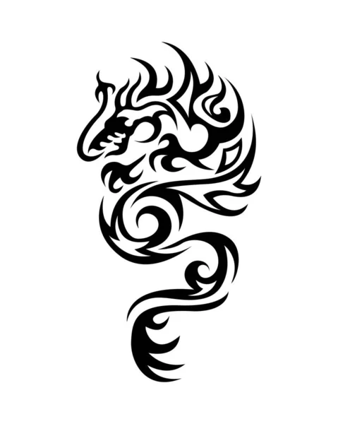 Dragón Tatuaje Diseño Tribal — Vector de stock