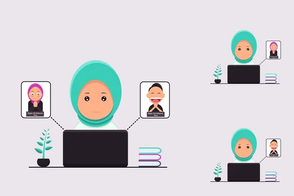Erkekler ve kızlar video aramalarıyla bayramınızı kutluyorlar. Annem gülümseyen dudaklarla ağlar. Laptoplar, bitkiler ve kitaplar var. bir sette üç kavram.