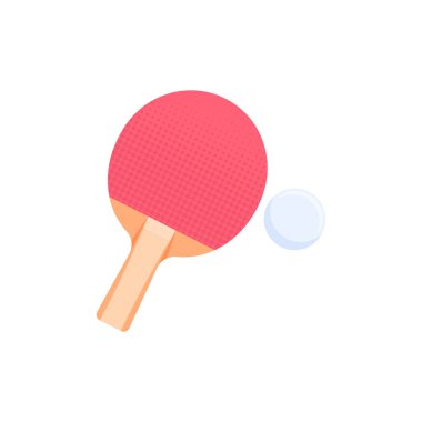 Masa tenisinin top ve raketle gösterimi. beyaz arkaplan