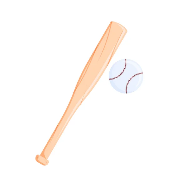 Baseballschläger Und Ballvektor Auf Weißem Hintergrund — Stockvektor