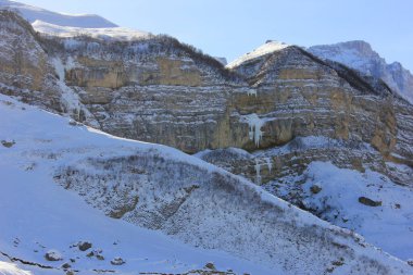 Azerbaijan. Beautiful snow-capped mountains. Kusar district. Shahdag National Park.
