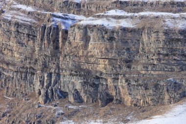 Azerbaijan. Beautiful snow-capped mountains. Kusar district. Shahdag National Park.