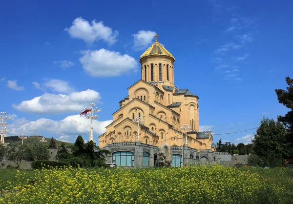 Georgia Krásná Katedrála Nejsvětější Trojice Sameba — Stock fotografie