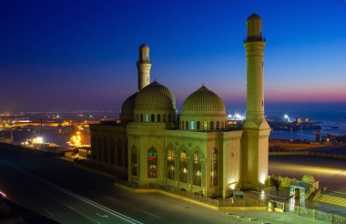 Baku city. Azerbaijan. 08.12.2020 year. A beautiful mosque on Shikhovo.