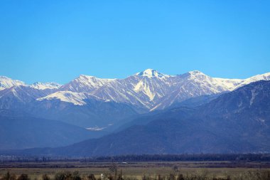 Beautiful panorama of snowy mountains. Azerbaijan.