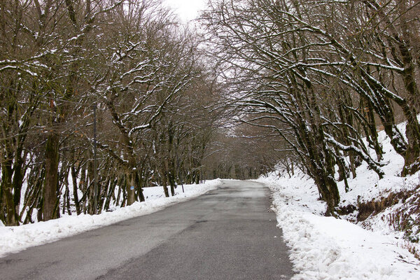 The road leading to the village of Lahich. Ismayilli region. Azerbaijan.