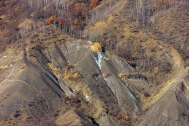 Beautiful white salt in the mountains in autumn. Ismayilli region. Azerbaijan.
