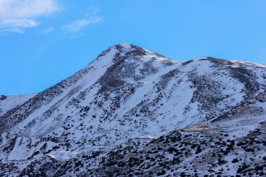 Beautiful mountains in the snow. Ismayilli region. Azerbaijan.