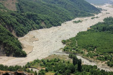 A wide beautiful river in the Shemakha reserve. Azerbaijan.