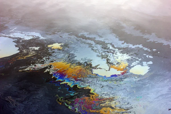 Beautiful Oil Slick Water Surface — Photo