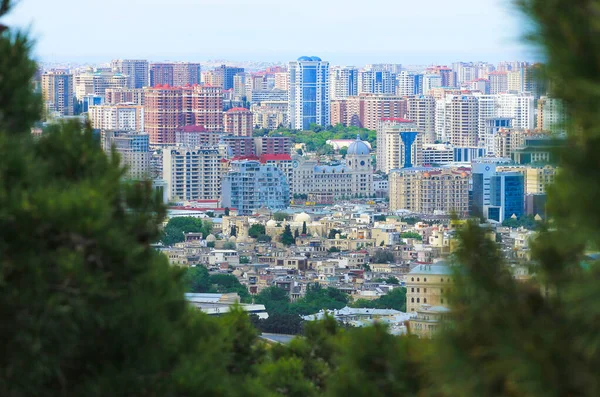 Baku Azerbaijão 2017 Ano Cidade Velha Novos Edifícios Altos — Fotografia de Stock