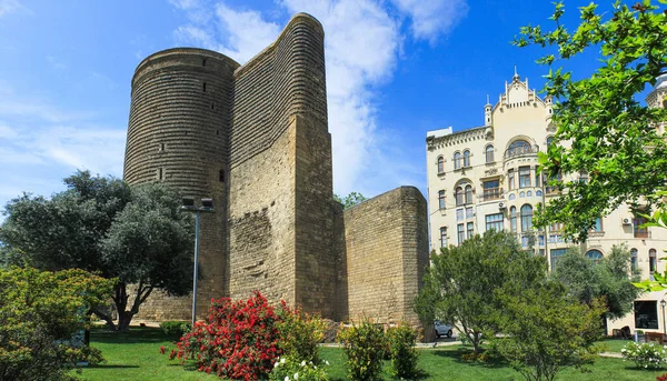 Maiden Tower Het Centrum Van Oude Stad Baku Azerbeidzjan — Stockfoto