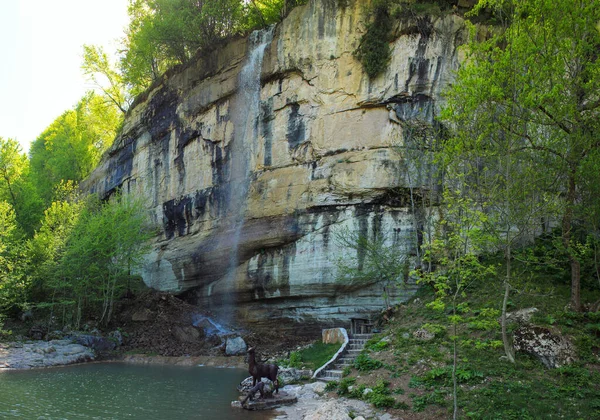 Guba Region Azerbaijan 2019 Year Beautiful Waterfall Roadside Cafe — Stock Photo, Image