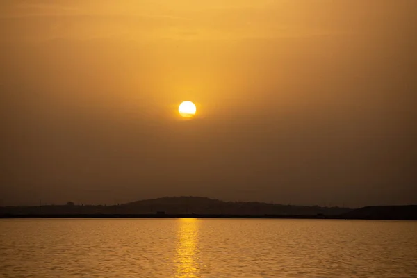 Beautiful Golden Sunset Lake — Stock Photo, Image