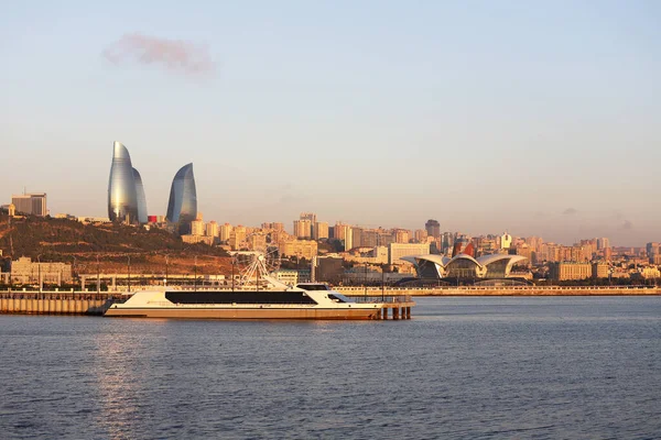 Baku Azerbaijão 2020 Ano Bela Vista Cidade Partir Avenida — Fotografia de Stock