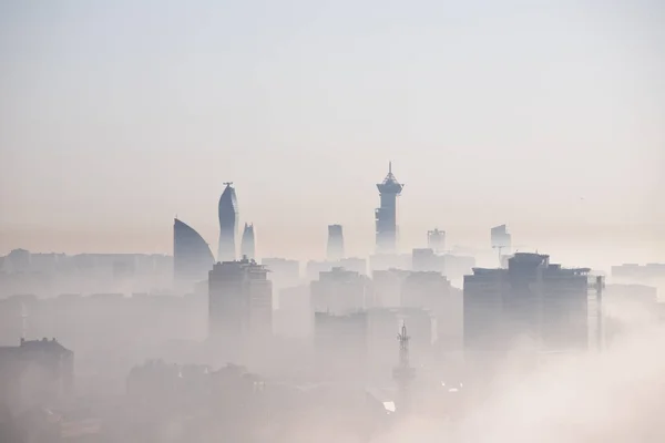 Baku City Azerbaijan 2021 Year Fog Creeping City — Stock Photo, Image