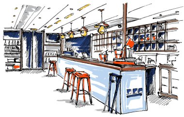 Bar hand-drawn sketch, vector illustration vector Bar hand-drawn sketch, vector illustration vector