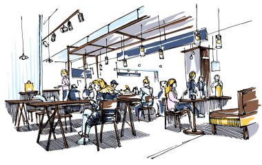 Cafe sketch vector illustration vector Cafe sketch vector illustration vector
