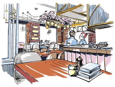Cafe sketch vector illustration vector Cafe sketch vector illustration vector