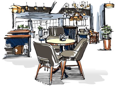 Cafe sketch vector illustration vector Cafe sketch vector illustration vector