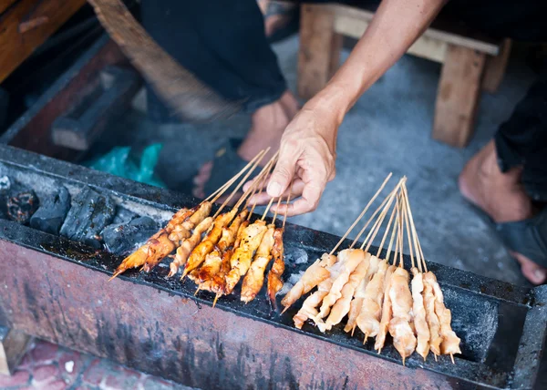 stock image Traditional Indonesian satay grilling