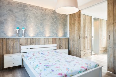 Modern parlak yatak odası iç