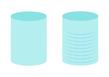 Küp şeklinde bir pouf. Isometric tarzı. Düz stil. İzole vektör çizimi. Moda illüstrasyonu. Çağdaş ev dekorasyonu. Oturma odası, fotoğraf stüdyosu. Modellik. Beyaz arkaplan.