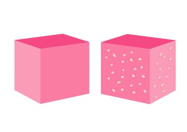 Küp şeklinde bir pouf. Isometric tarzı. Düz stil. İzole vektör çizimi. Moda illüstrasyonu. Çağdaş ev dekorasyonu. Oturma odası, fotoğraf stüdyosu. Modellik. Beyaz arkaplan.