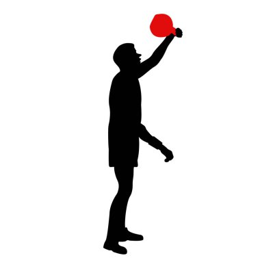 Bir haltercinin silueti, bir halterciyle ayakta duruyor. Ağırlık kaldırma. Düz stil. Eğitim seti. İzole vektör illüstrasyonu.