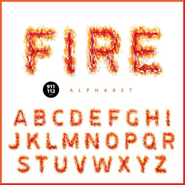 Bright fiery font depicting flame pattern. Universal design, suitable both for holidays, celebratory decorations, posters, banners, parties, festivals and for the warnings, alarms. Vector Illuctration clipart