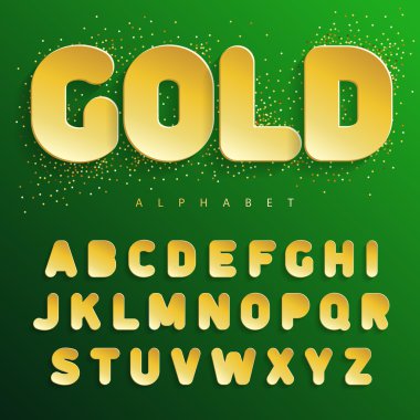 Altın alfabe. Etiketleri kağıt mektup tarzı. Altın yazı tipi. En iyi yazılı kartları, lüks etiketleri, infographics, üstbilgi, Salonu, casino için kullanmak. Vektör çizim.