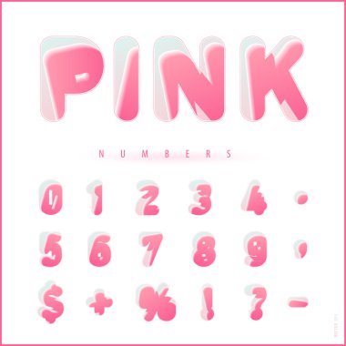 Ekseni arka plana kaydıran pembe renkli sayılar. Vektör illüstrasyon örneği. En iyi el ilanları, posterler, duvar kağıdı ve eğitim amaçlı kullanılır.