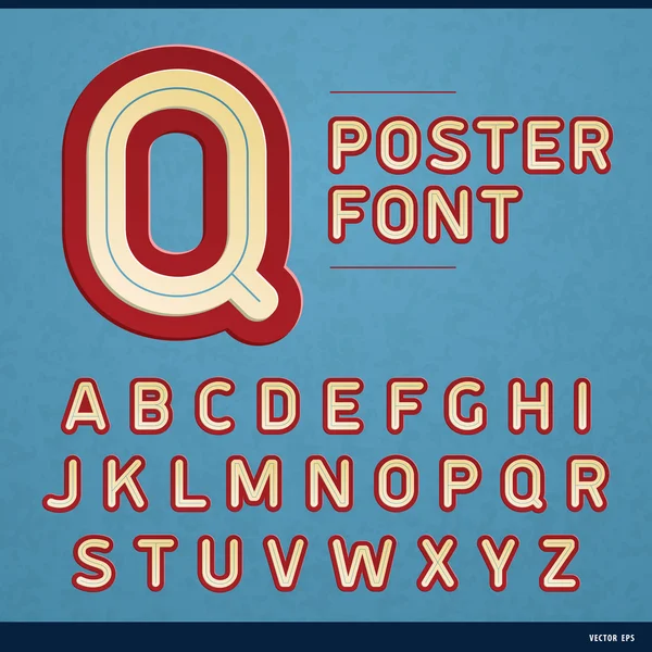 Sticker alphabet jaune avec contour rouge avec fond bleu. Fonte Cartoon et imitation comique. Mieux utilisé à des fins éducatives, affiches et publicité. Exemple d'illustration vectorielle . — Image vectorielle