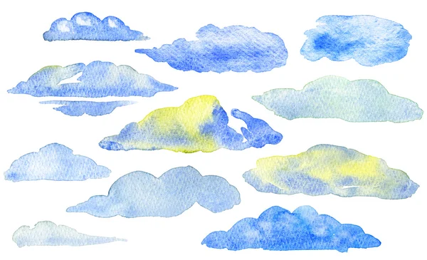 Aquarellwolken. Handgemachte Illustration. — Stockfoto